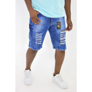 Bermudas rasgadas Destroyed masculina jeans preta branca