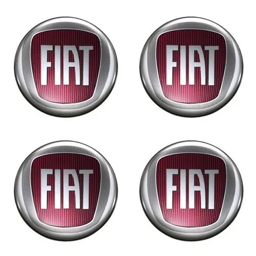 4 Emblemas 48mm Rodas Calotas Azul/Vermelho/Preto Compativel com Argo Stilo Palio Mobi