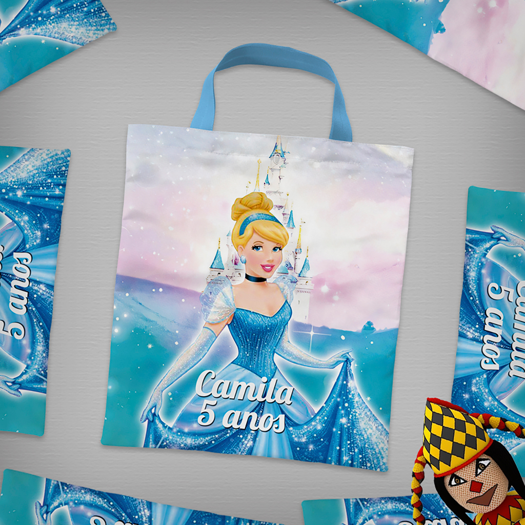 kit com 10 bolsas personalizadas sacolinha de festa Cinderela, princesas