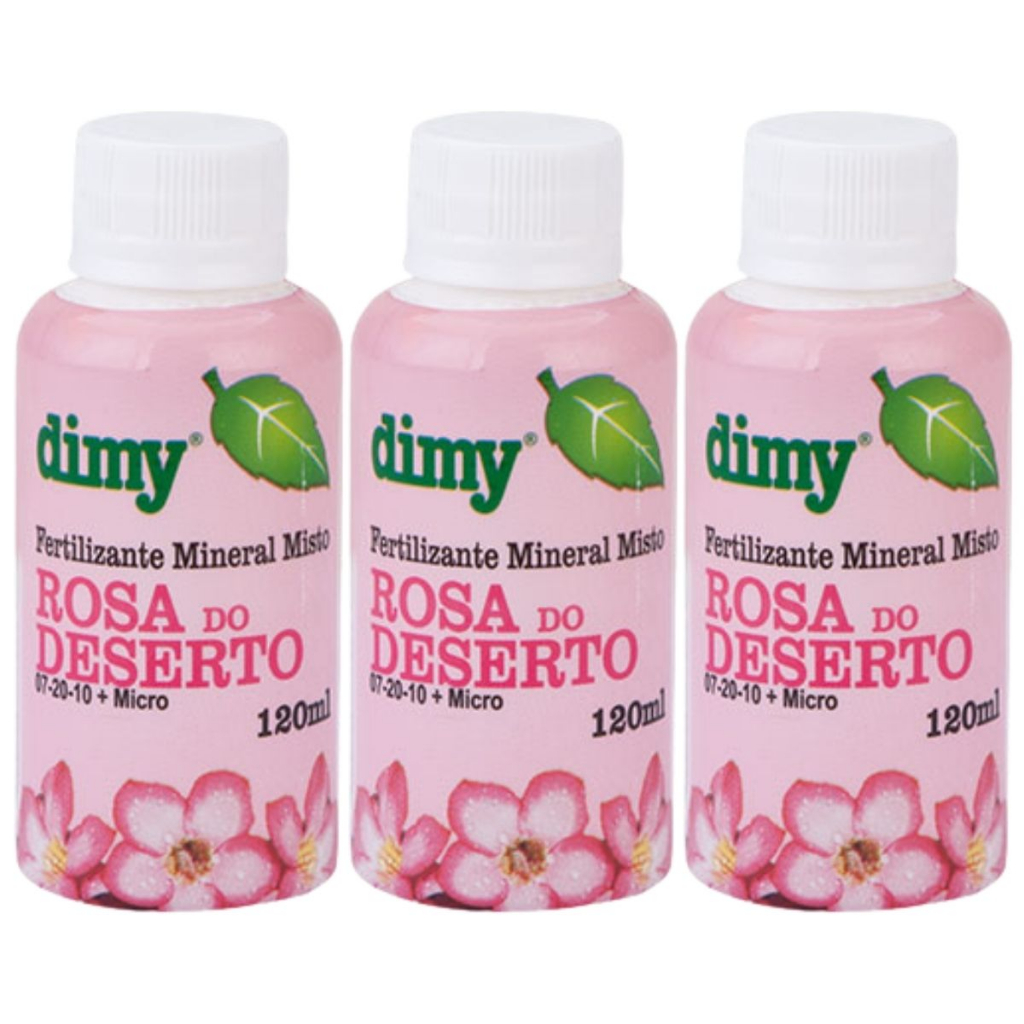 Kit 3 Fertilizante Mineral Rosa Do Deserto 07-20-10 120ml - Dimy