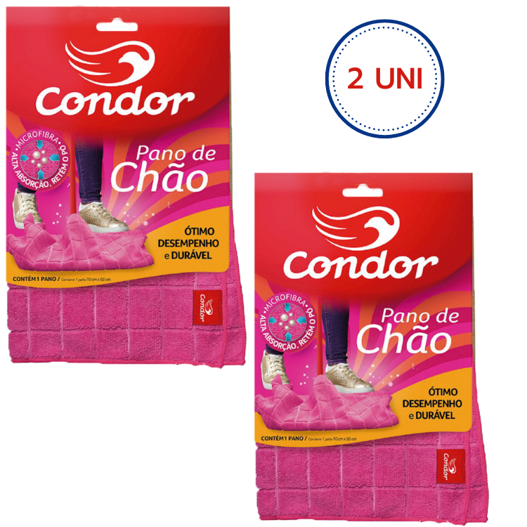 Pano de Chão Grande 70x50 Condor Original para Limpeza Geral 2 Peças