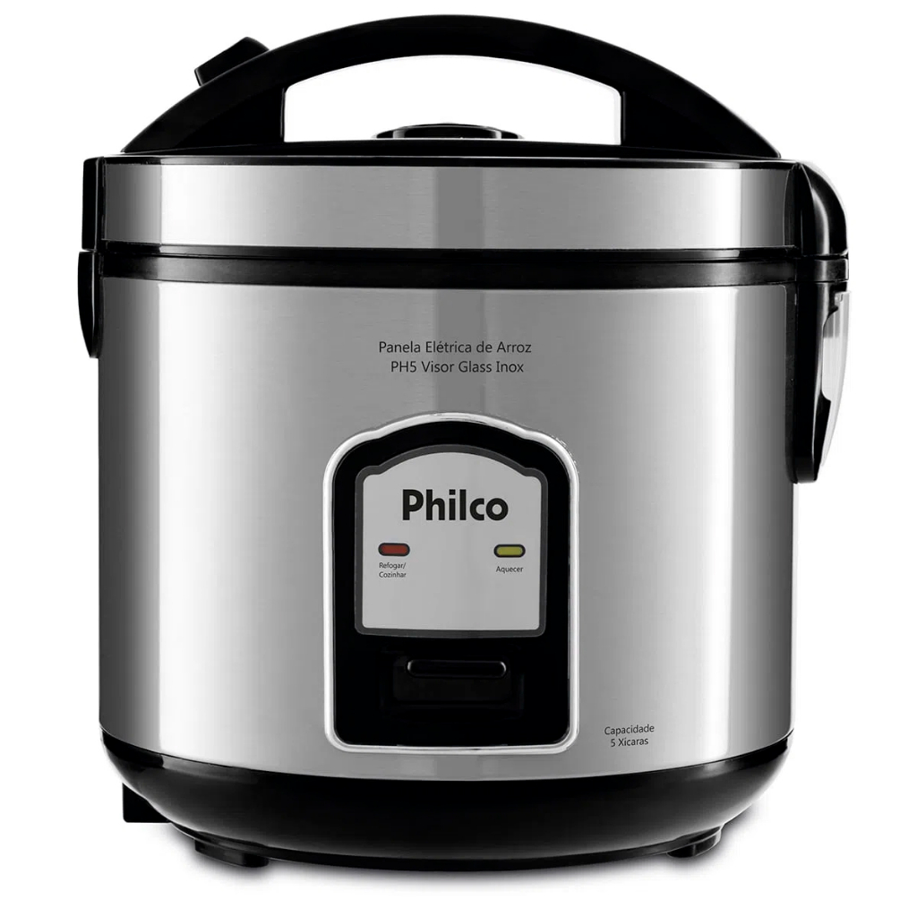 Panela de Arroz Elétrica Philco PH5P Visor Glass - Inox - Home Appliances