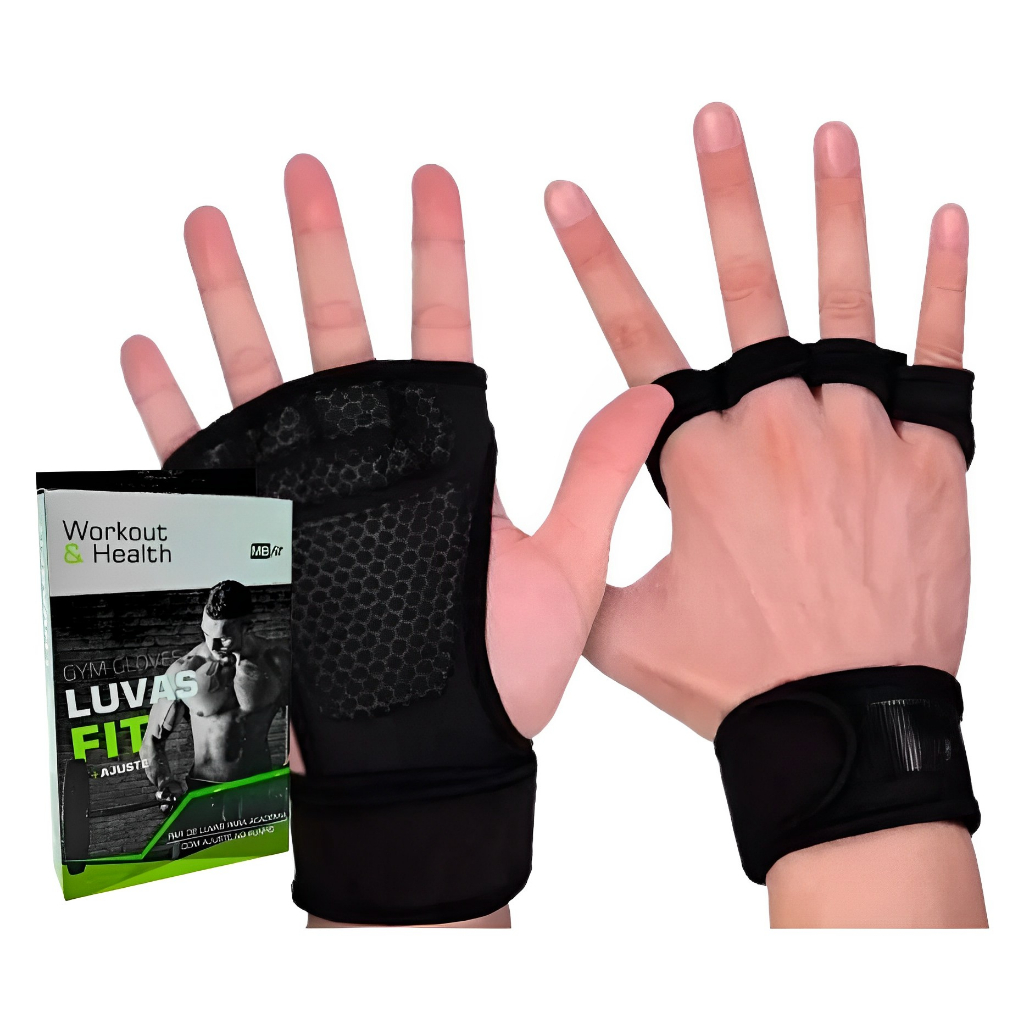Luvas Fit Para Exercícios Treino Academia Crossfit Calistenia Musculação Com Munhequeira MB Fit