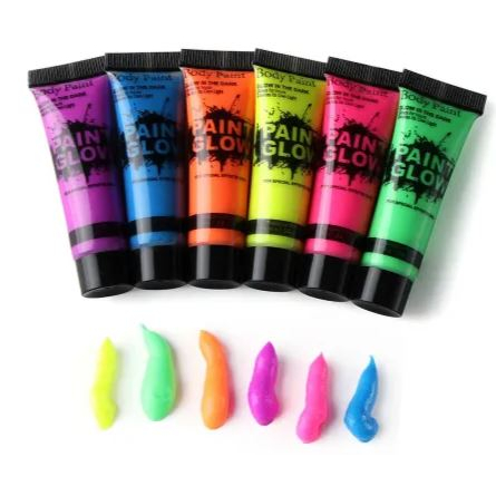 Bisnaga Gel Tinta KIT C/3 Neon Florescente Pigmento Pintura Facial Lavável Arte Corporal