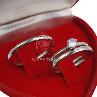 Par de Alianças Namoro Compromisso Lisa Arredondada Fina 2mm + Solitário Aço inox 316L