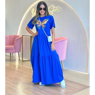 Vestido Camisetão inspiração em estampas tropicais em Oferta na Shopee