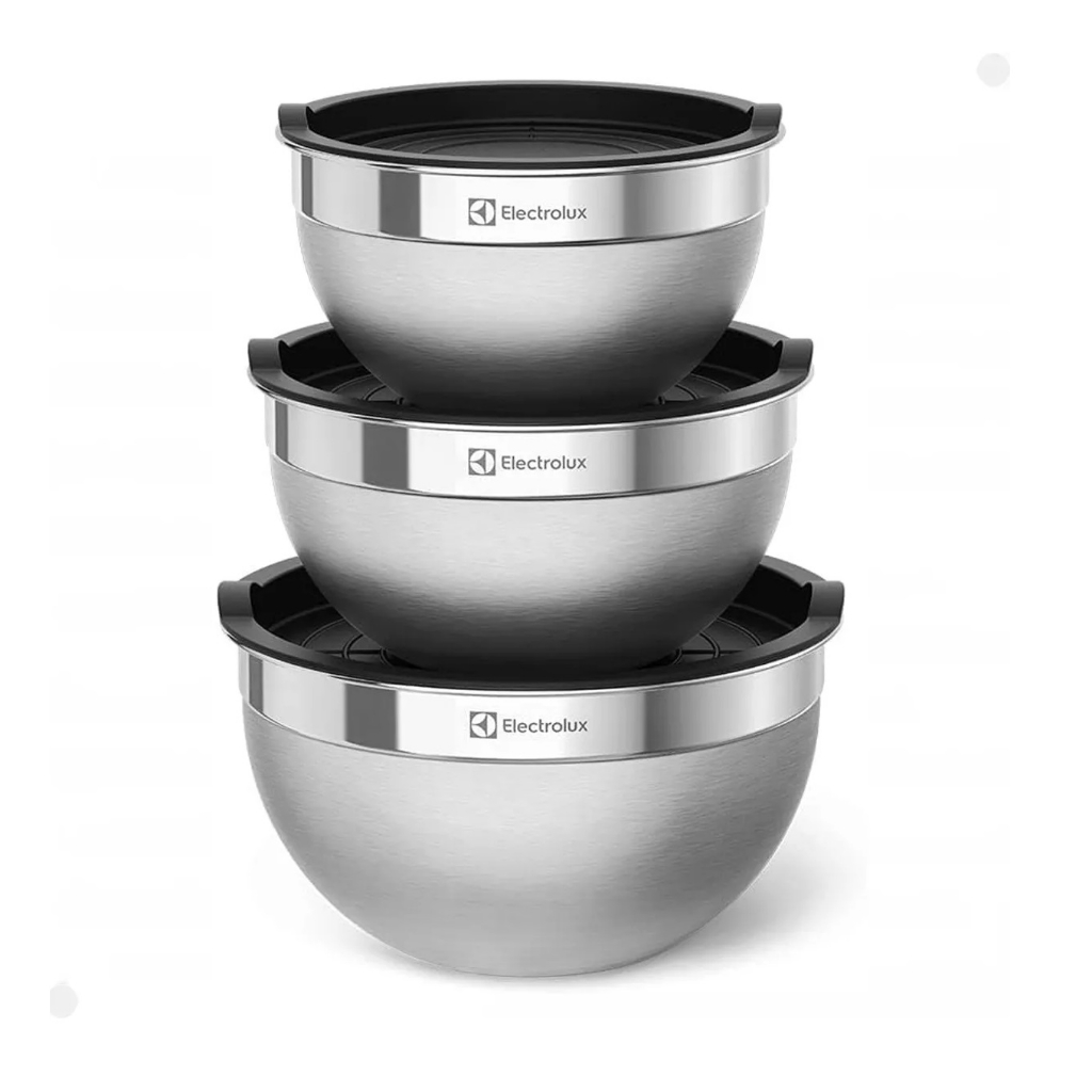 Conjunto Bowls Tigelas Inox Com Tampa Plástica - Electrolux