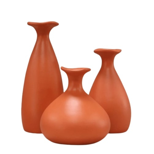 Trio de vaso Decorativo Garrafa para Decoração de Casa Centro de Mesa Sala Terra Cota em Oferta na Shopee