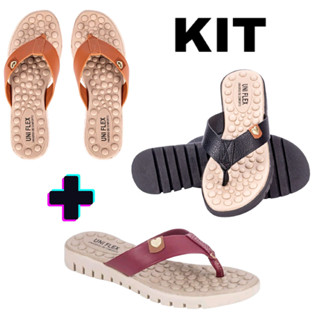 Rasteirinha Confortavel Ortopedico MAsssageadora Kit 2 Pares Rasteira Uniflex Palmilha Reflex Sense Para Esporão e Fascite Plantar