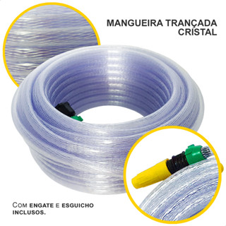 Mangueira De Jardim Trançada Cristal + Esguicho + União