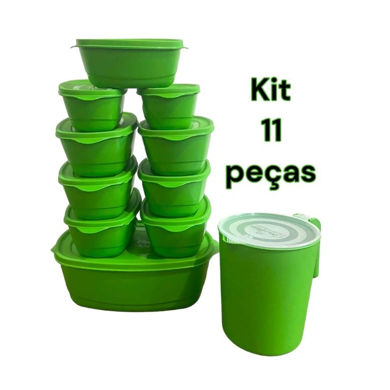 Kit 11 peças Verde Potes/vasilhas/Tapoer/