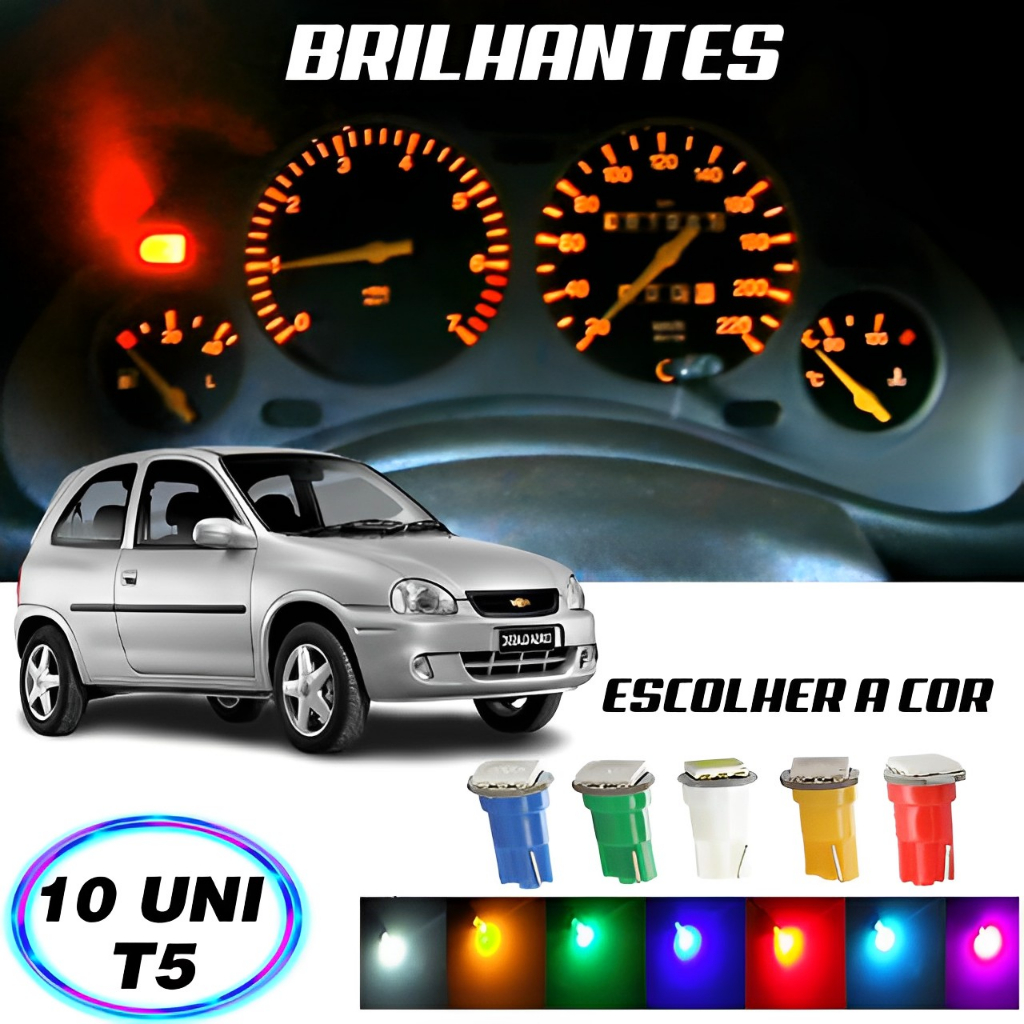 Lâmpada T5 Painel Corsa Wind Com Conta Giros 10 Peças