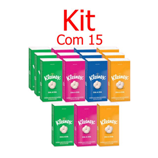 Kit 15 lenço Kleenex Descartável Folha Tripla Com 10 Unidades de 21cm X 21cm