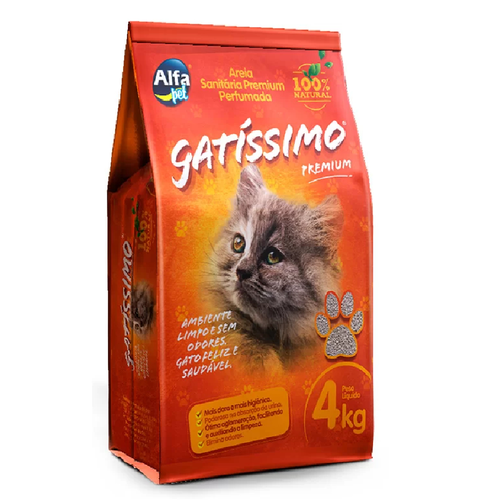 Areia Gatíssimo Alfa Pet Premium para Gatos 4 kg