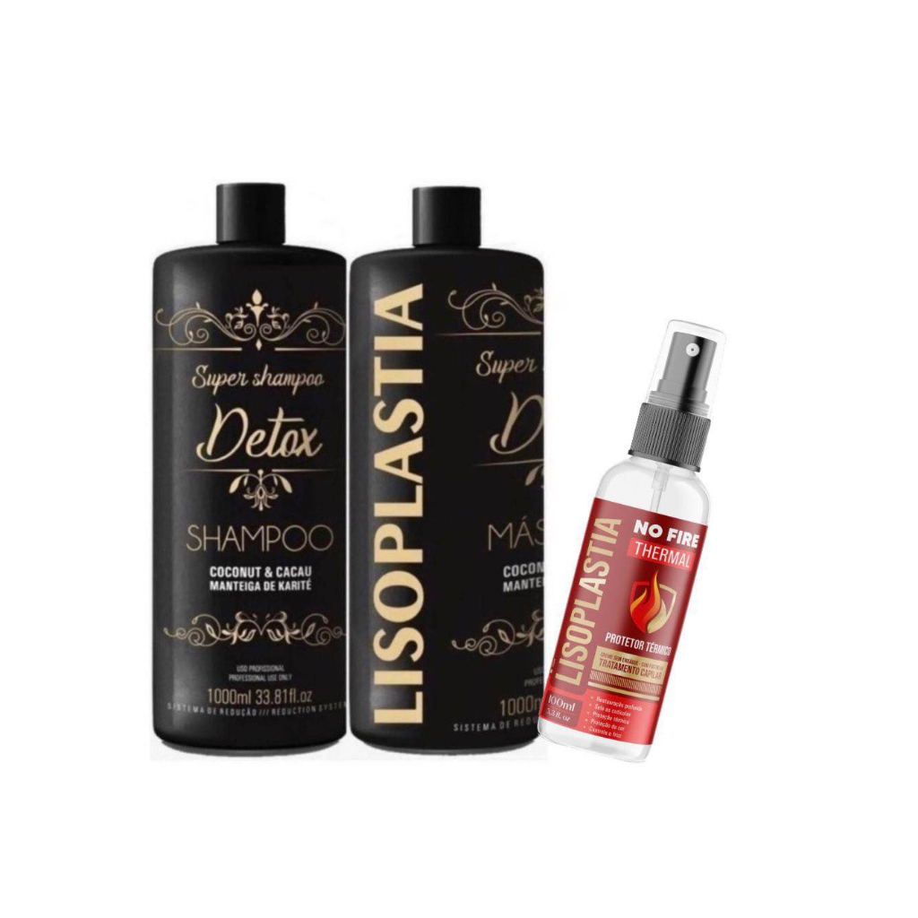 KIT LISOPLASTIA detox ORIGINAL PROFISSIONAL ORGANICA LINHA GOLD 2X1 + 1PROTETOR TERMICO 100ML
