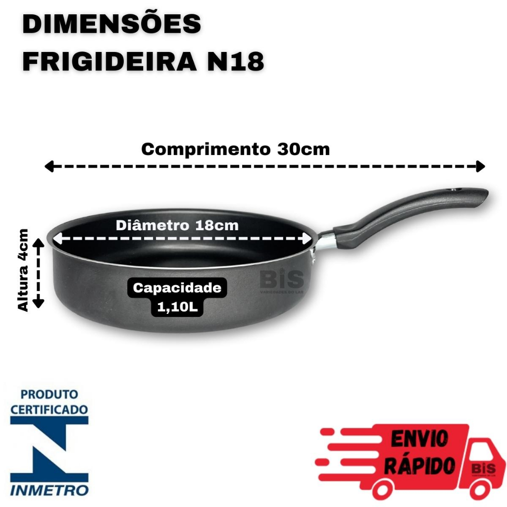 Kit Frigideiras Antiaderente Com Tampa De Vidro Jogo com 3 Peças Teflon 18/20/22cm Preto + Espatula — imagem 2 de 2