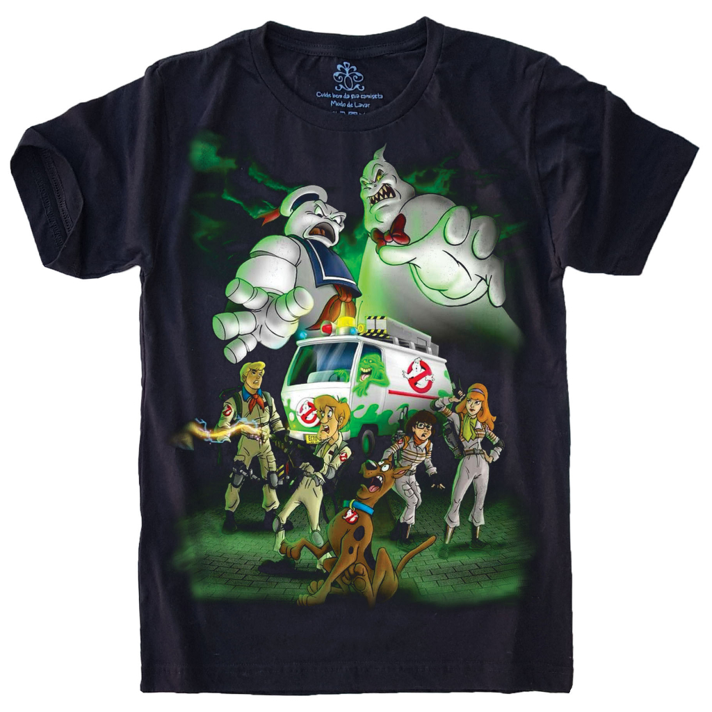 Camiseta T-shirt Unissex Vintage : SCOOBY DOO CAÇA FANTASMAS, FAMILIA DINOSSAUROS, GEEK ANOS 80