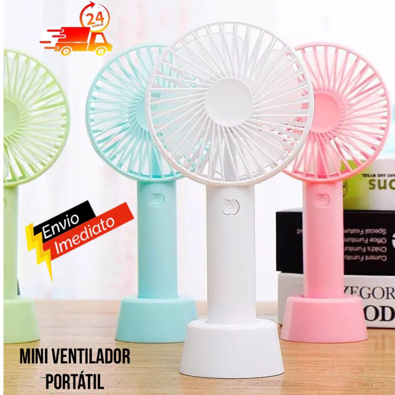 Mini Ventilador Portátil De Mão Mesa Recarregável Usb Led Com Cabo Suporte