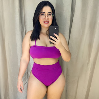 Biquíni Top Faixa Cintura Alta Com Forro e Bojo Plus Size