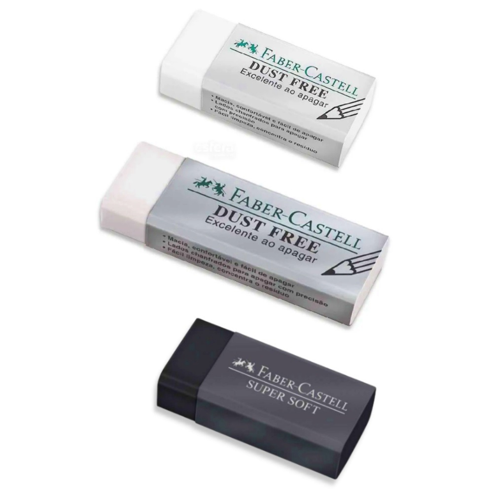 Borracha Faber Castell Dust Free Colors Branca Supersoft Black Preta em Oferta na Shopee