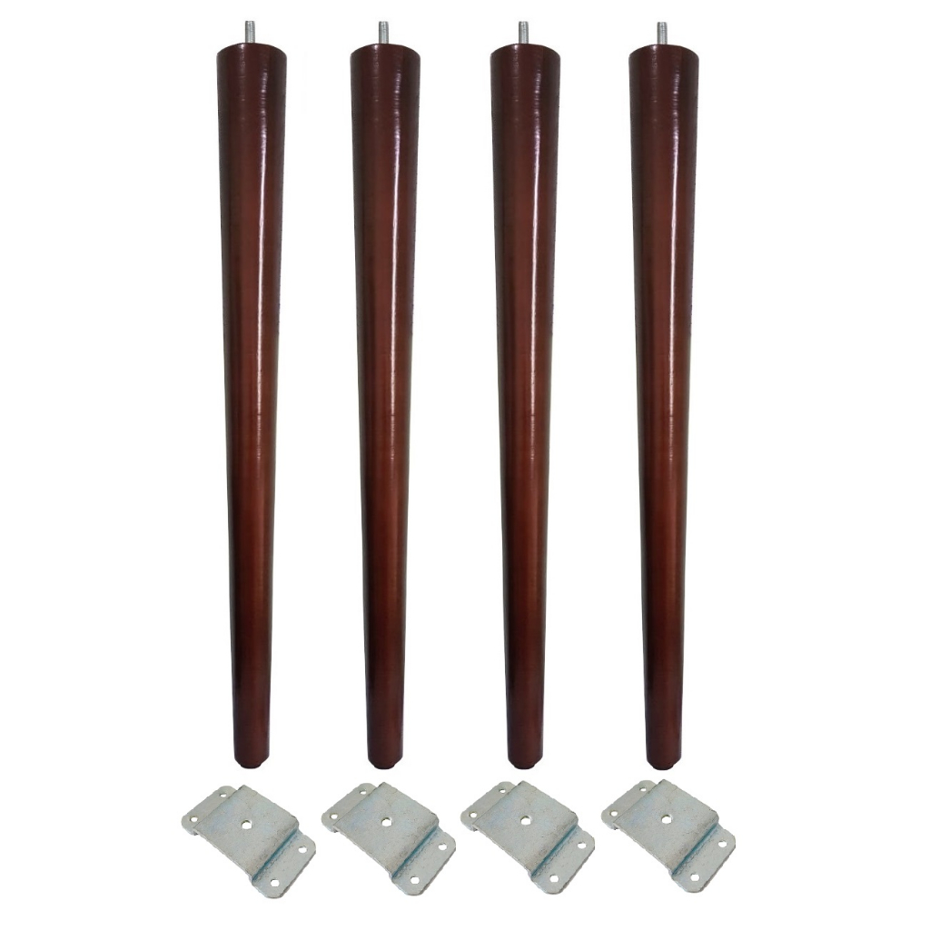 4 Pés Palito 60cm Parafuso 5/16 Madeira Pinus + 4 Chapinha Chapa Metal Reta - JT HOME