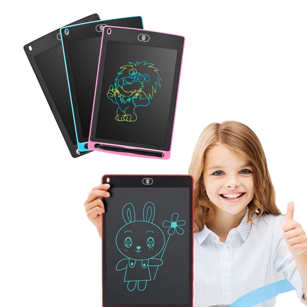 Tablet Lousa Magica Infantil Desenha Pinta Escreve Apaga Lcd 8.5 Polegadas