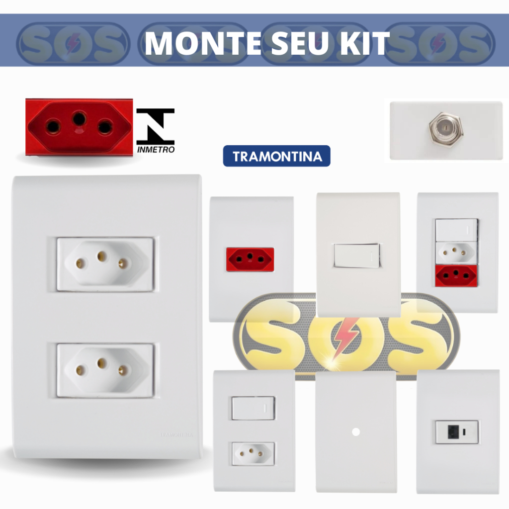 Conjunto de interruptor linha Liz branca tramontina 4x2