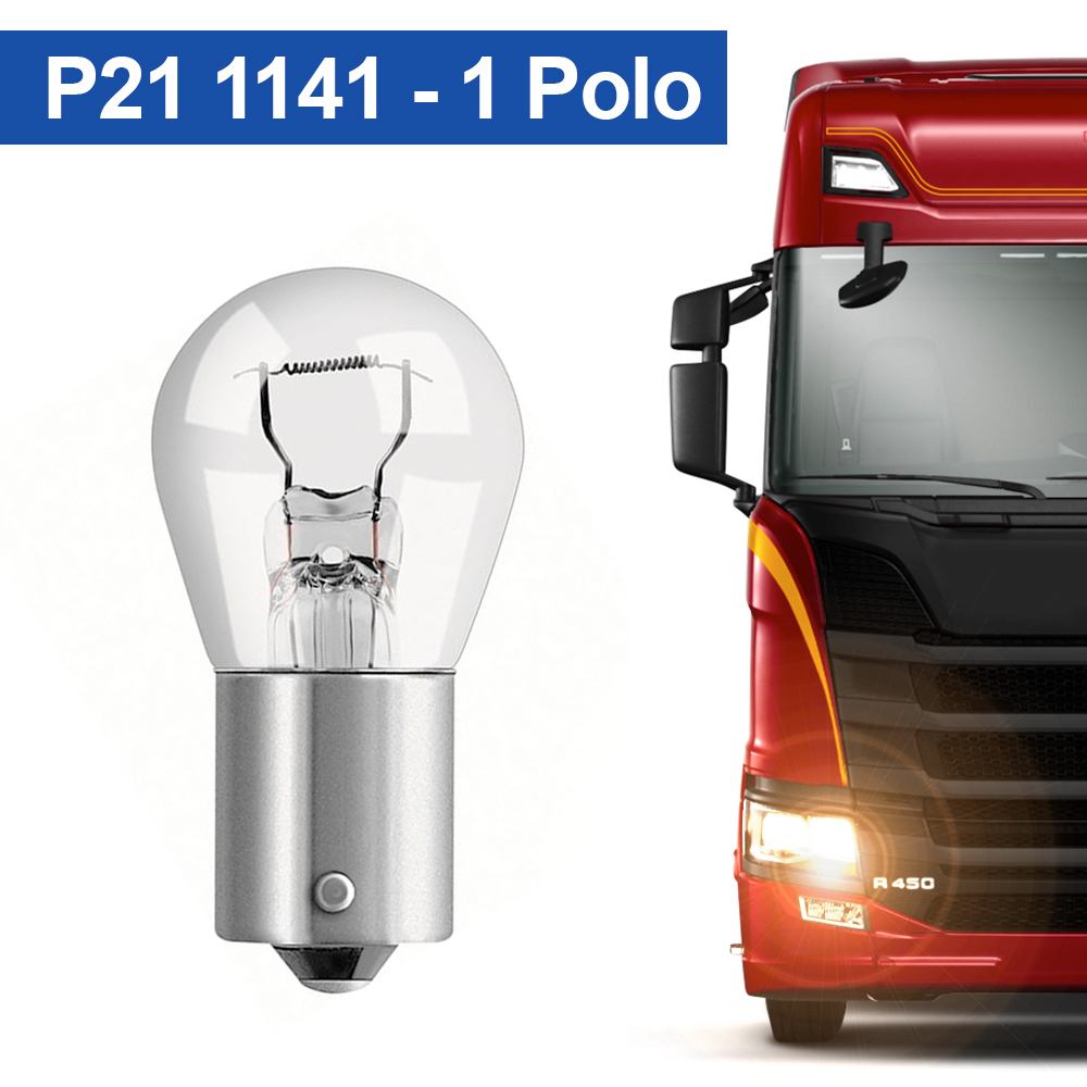 10 Lâmpadas 1 Polo 24V 1141 P21 Pisca 21w Amarelo Caminhão Trator Ônibus