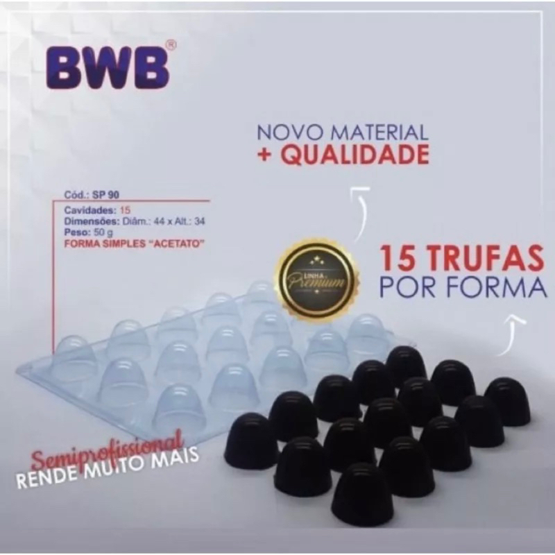 1~5 Forma BWB Simples Semiprofissional, Doces Finos Chocolates Cód. 3503 - SP Trufa Grande