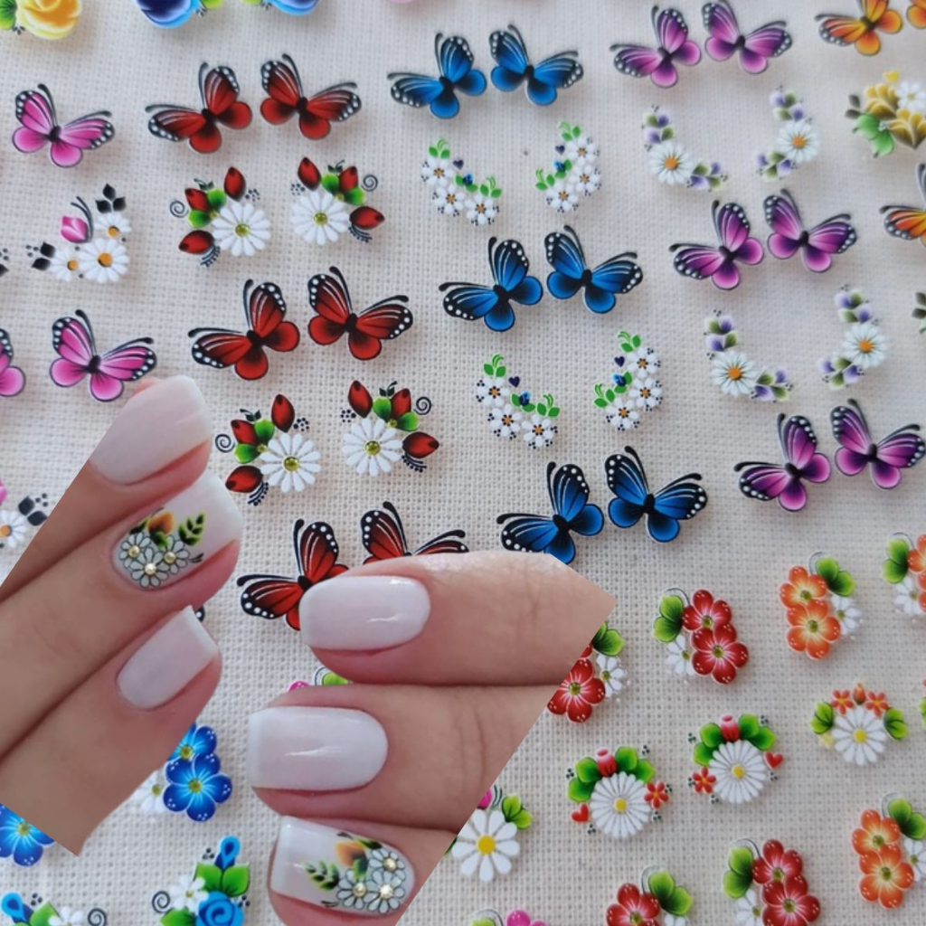 Kit Unhas Achadinhos Nail 120 Adesivos de Unhas PRE PRONTO 3D 5D 60 Par  - Alemay e GViana Unhas