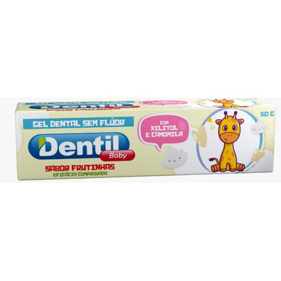Creme Dental Dentil BABY Sem Flúor  Com Xilitol e Camomila  Sabor Frutinhas 50G em Oferta na Shopee