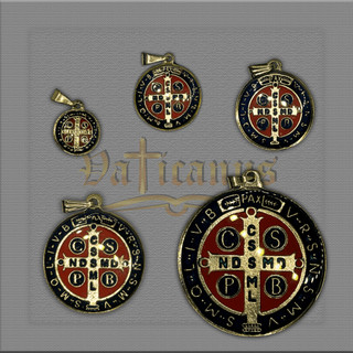 MEDALHAS DE SÃO BENTO DOURADA COLORIDA ( embalada) em Oferta na Shopee
