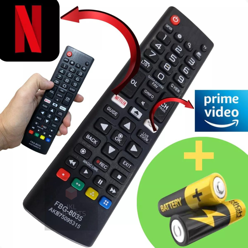 Controle Compatível Com LG Tv Smart 4k Led Lcd Plasma C/ Netflix Amazon + Pilhas LG 32/43/49/50/55/65 Universal