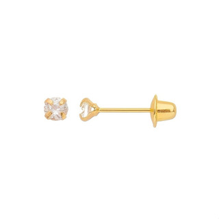 Brinco Infantil Zircônia 2,5mm Recém Nascido Bebê Ouro 18k