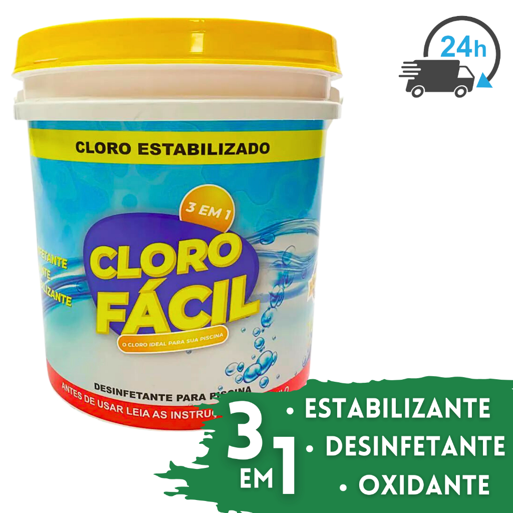 Cloro 3 em 1 Para Piscina Desinfetante Multiuso De 10kg