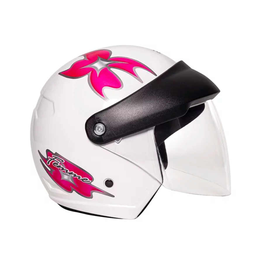 Capacete aberto Taurus Wind Visor Femme Branco e Pink com viseira acoplada em Oferta na Shopee