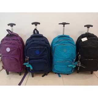 Mochila de rodinha grande escolar inspiração kipling tactel