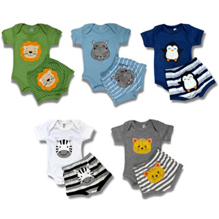Conjunto de Body e Short Bebe Manga Curta Menino 100% algodão