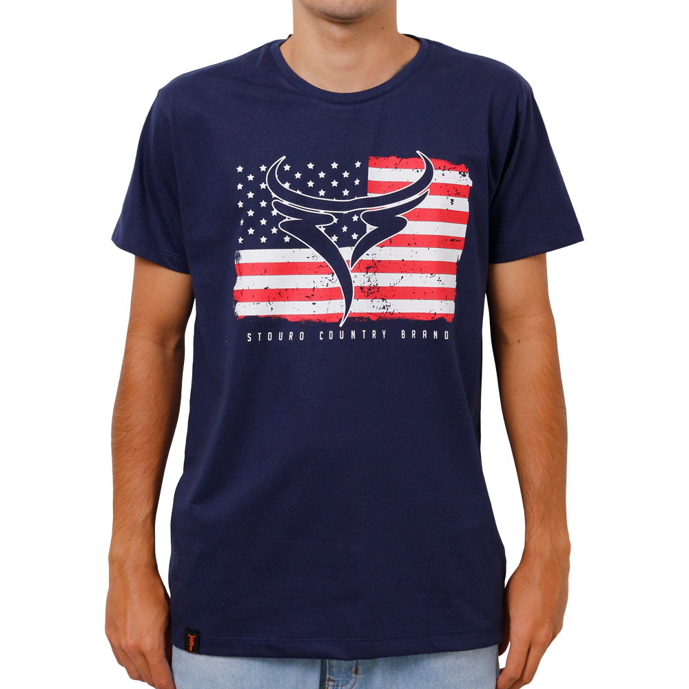 Camiseta Camisa Masculina Country Touro Bandeira Americana Lançamento 100% Algodão Envio Imediato Moda Sertaneja