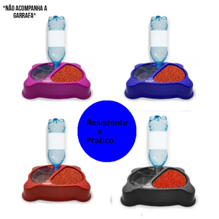Comedouro e bebedouro duplo para pet com suporte para garrafa com sistema anti formiga em Oferta na Shopee