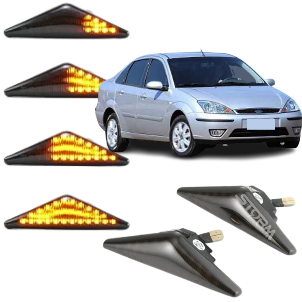 Par Pisca Seta luz Sequencial Ford Focus Sedan ano 1998 a 2008 para-lama led dinamico 1.6 Glx Flex