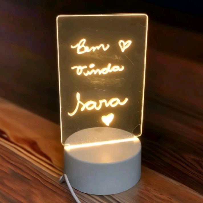 Abajur de Mesa Luminária Led 3D Usb com Tela pra Escrever Decoração Quarto Sala Presente em Oferta na Shopee