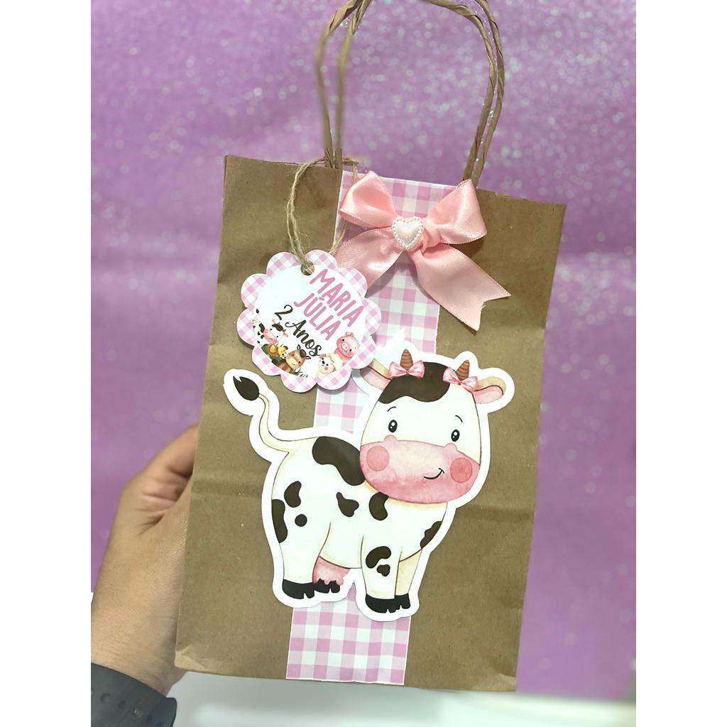 Sacolinha Kraft Fazendinha Sacolinha Surpresa 3D com Tag nome em Oferta na Shopee