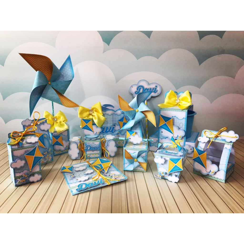Kit de caixinhas personalizadas, milk, cone e sushi, lembrancinhas, decoração Kit de festa aniversário catavento