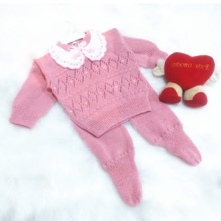 Conjuntos Para Bebê  Blusa E Calça De Lã Sem Pé Com Linda Gola Para Menino E Menina.
