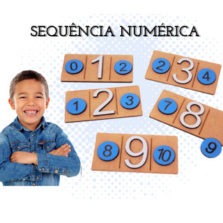 Rêf 073 - Jogo Pedagógico Sequência Numérica Brinquedos Educativos Sensorial Autismo - Madeira Mdf, Tabuleiro Montessori Didático Alfabeto Cognitivo Montessoriano Autista Atividade Educativa Desenvolvimento da Criança, Coordenação motora fina