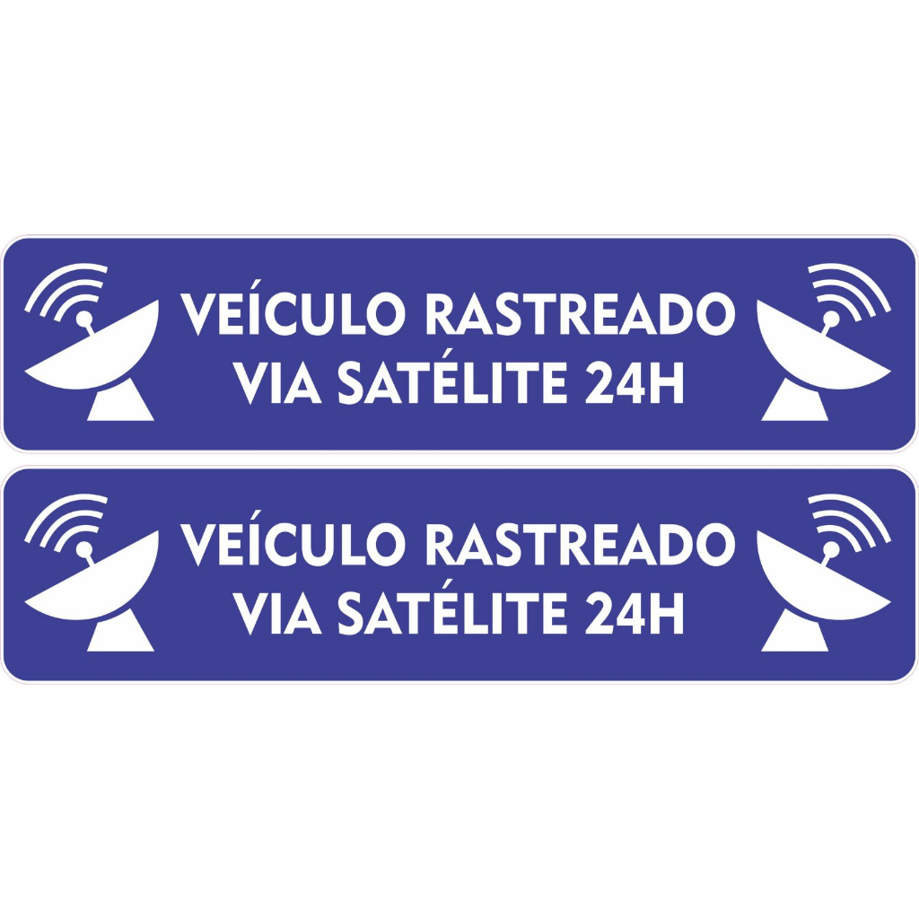 Kit 2 Adesivos de Rastreado Via Satélite 24h para Carro Caminhão Van em Vinil Premium