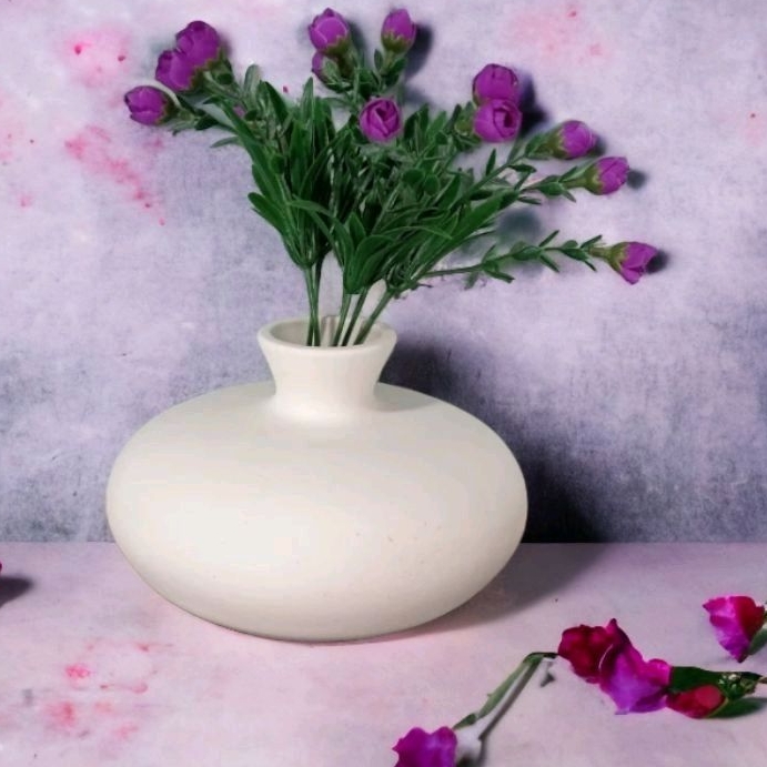 Vaso Floreira Duque Pequeno para plantas/decoração em Cerâmica Branco Fosco Para Pintar