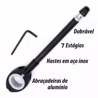 Antena Corta Linha de Pipa Retrovisor 6 Estagio Preto e Prata