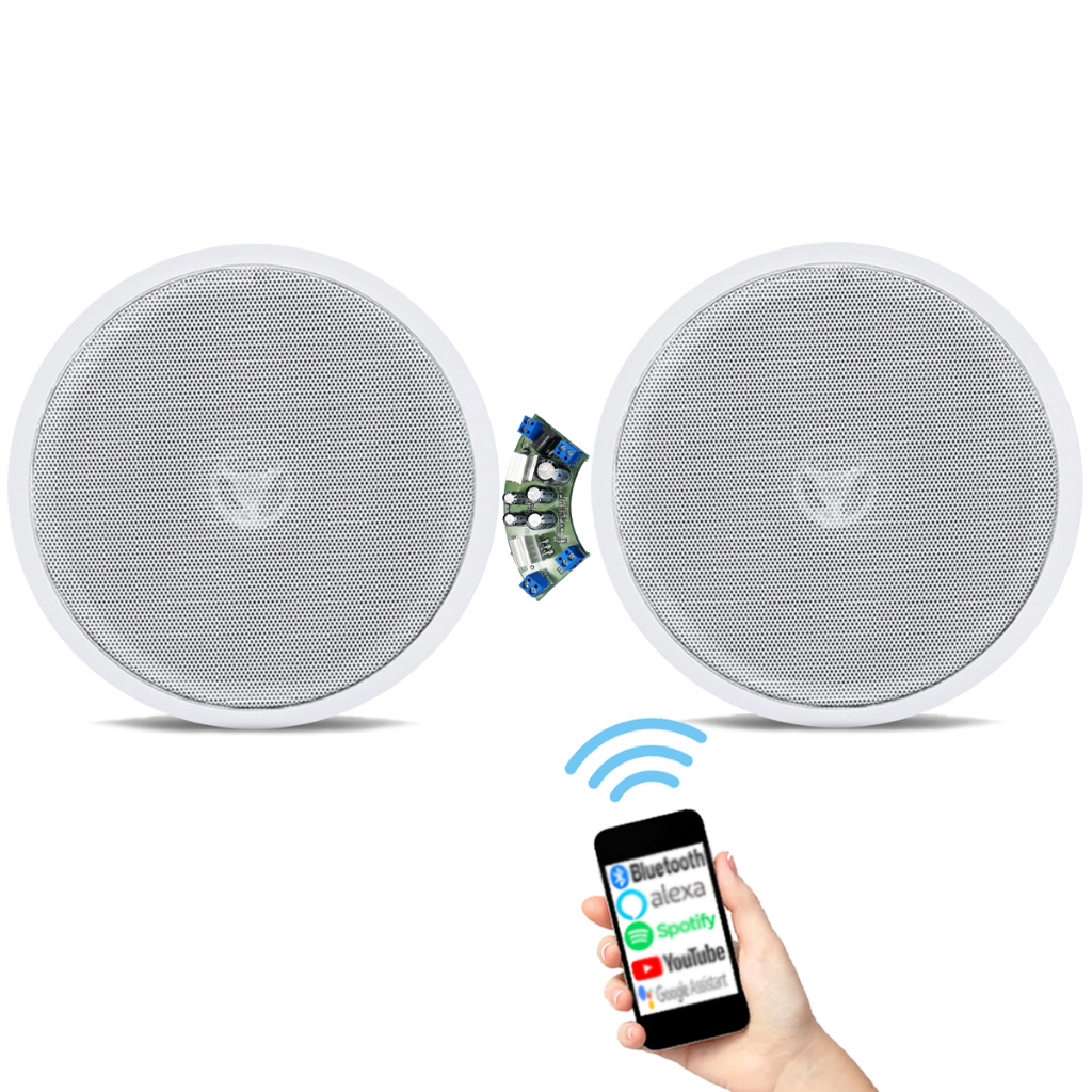 Amplificador Bluetooth Som Ambiente + 2 Caixas Teto Embutir